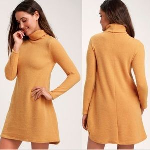Lulu’s Alaina Mustard Yellow Turtleneck Dress